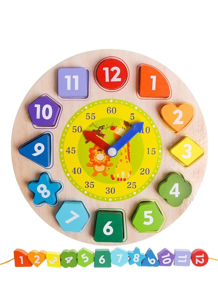Reloj  didáctico enhebrado y encaje (2,3,4,5,)