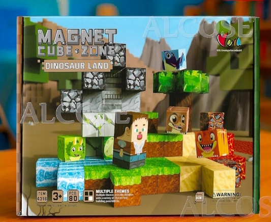 Bloques magnético en cubos  dinosaurios 80 pcs