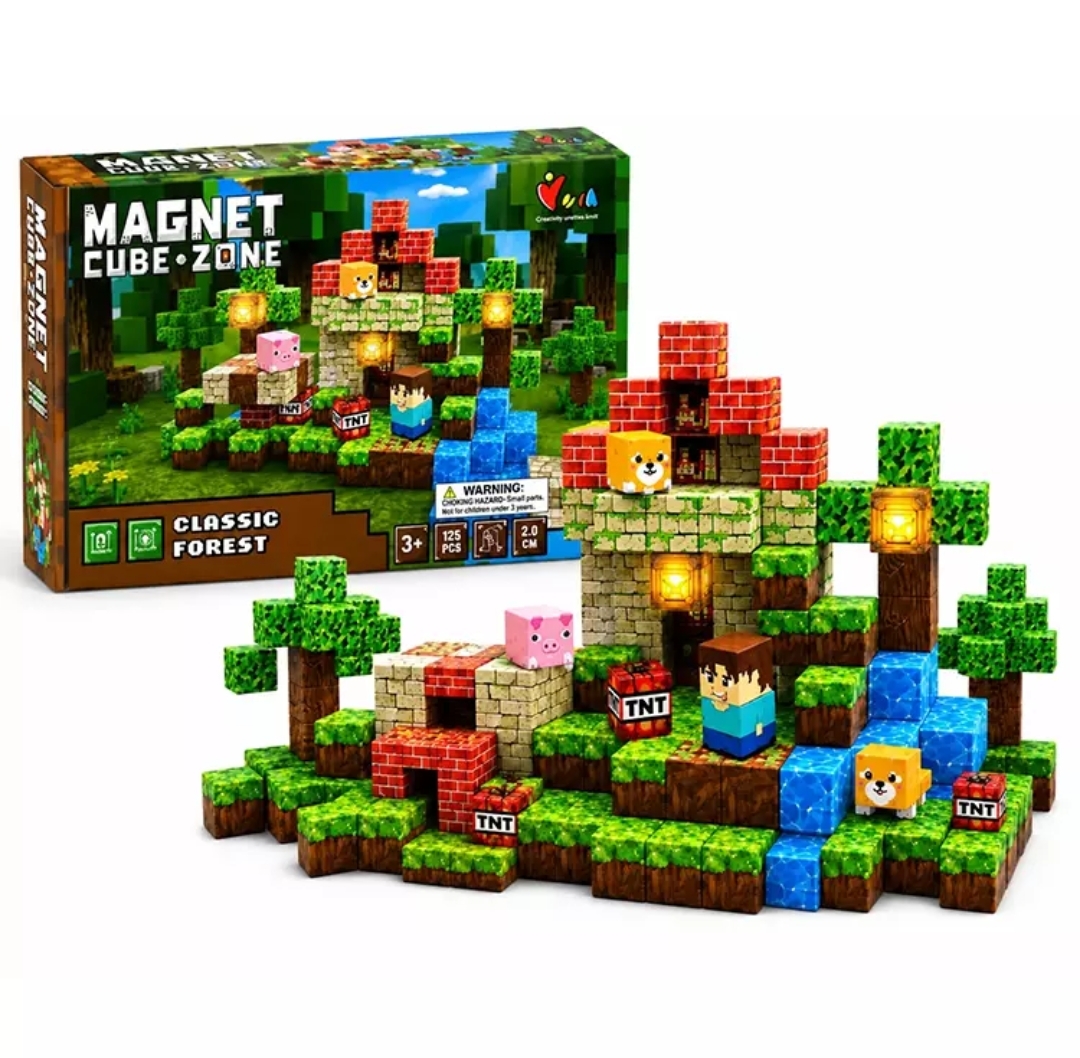 Cubos imantados minecraft forestal con luces125 pcs