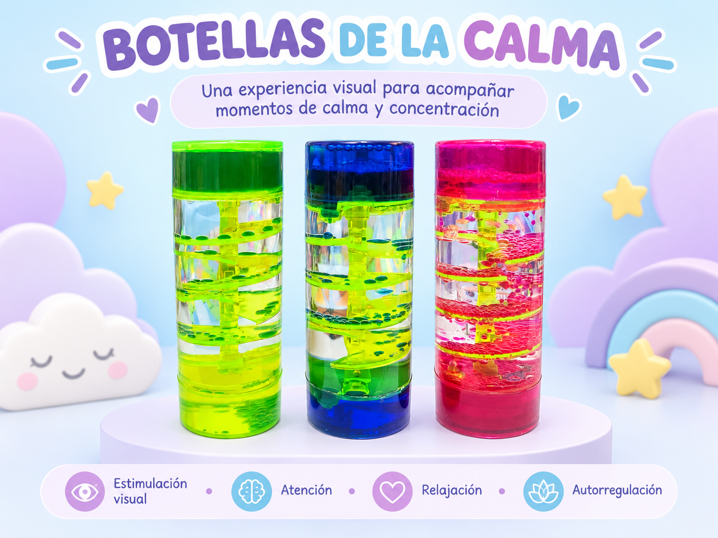 Botella de la  calma  espiral 