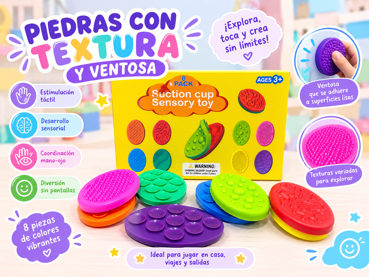 Piezas con textura y ventosa 